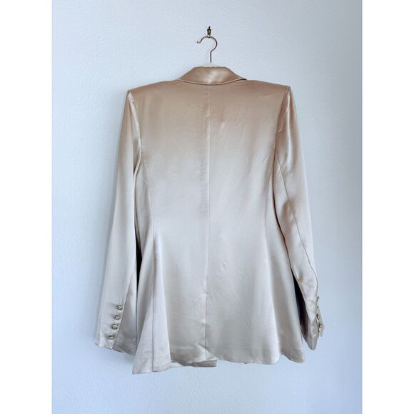 NWT Retrofête Silky Satin One Button Leo Blazer in Dusty Peach Pink Size Small - Picture 6 of 15